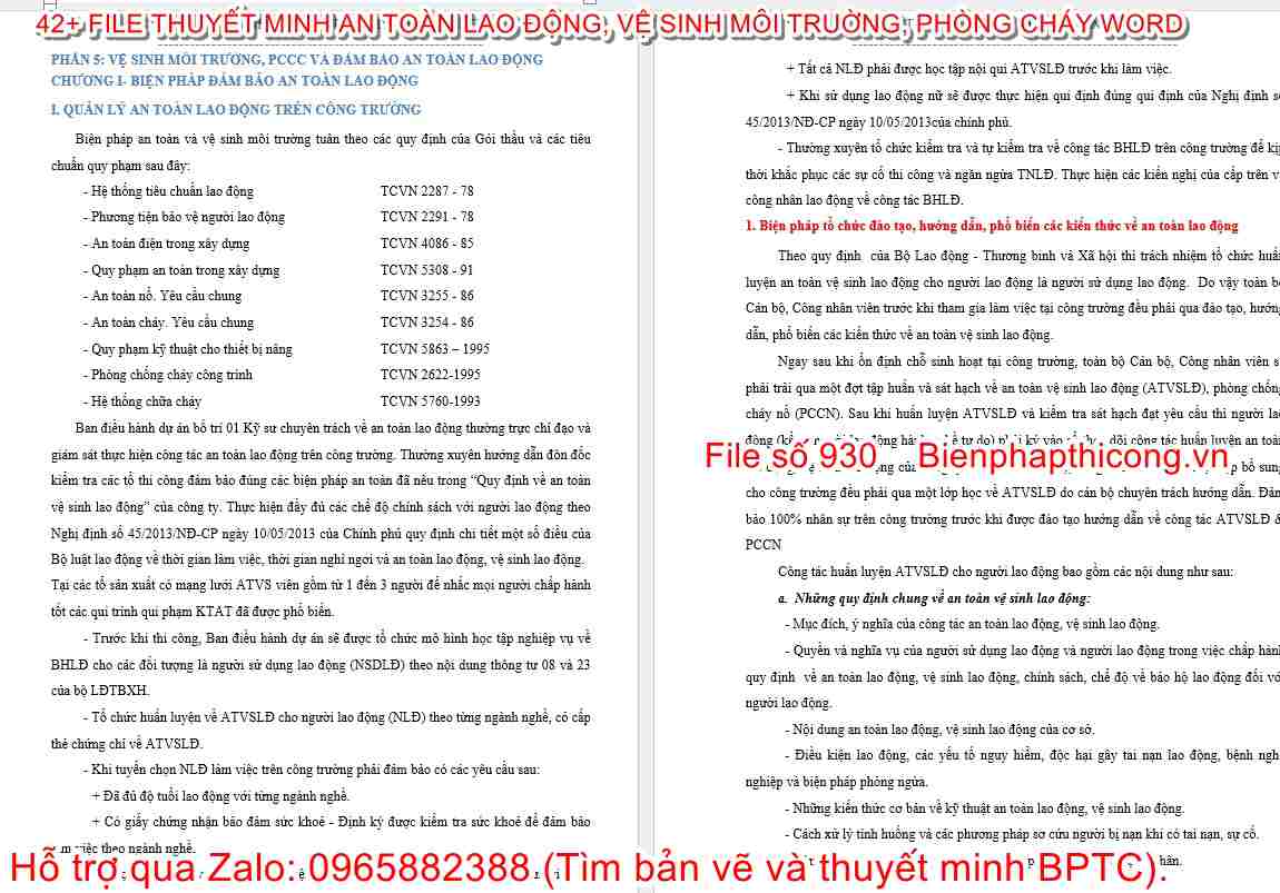 Thuyết minh vệ sinh môi trường, pccc và đảm bảo an toàn lao động.
