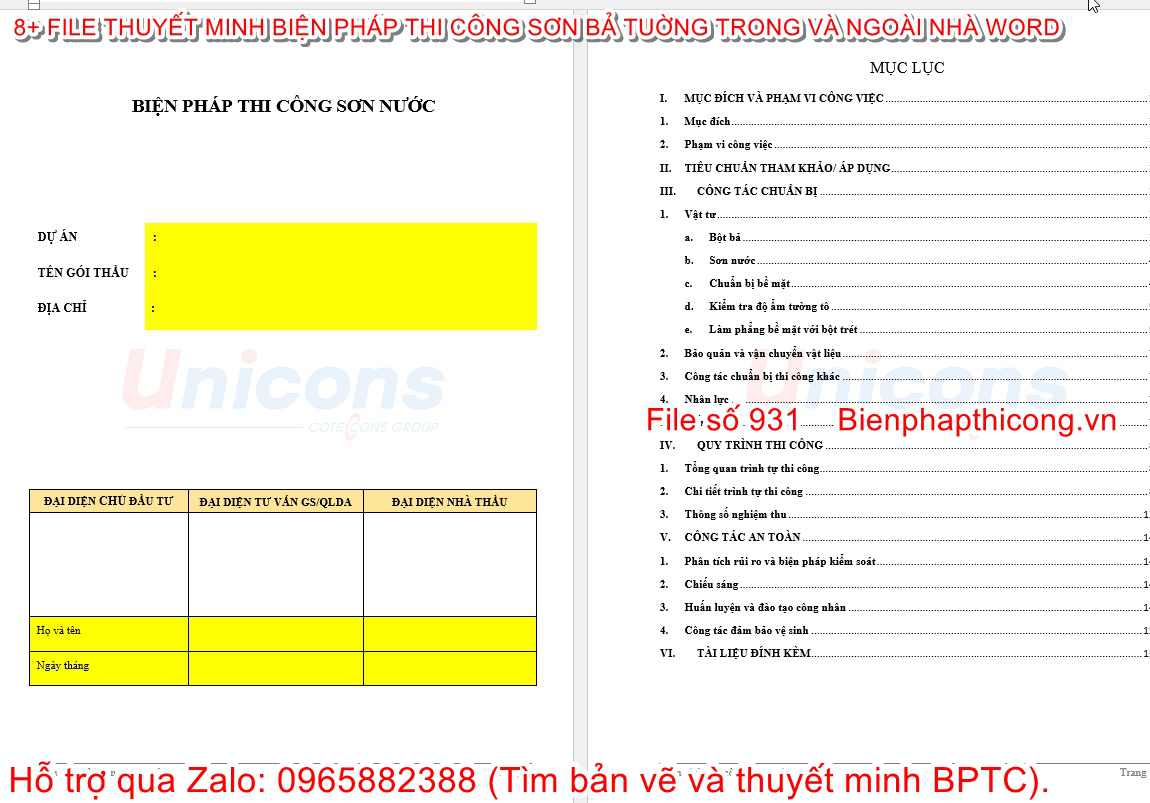 Thuyết minh biện pháp thi công sơn nước.
