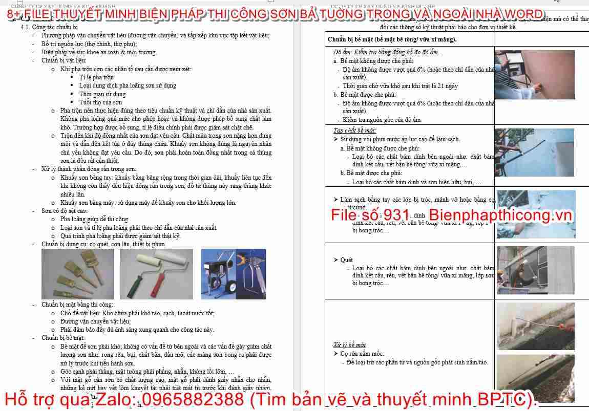 Thuyết minh biện pháp thi công sơn bả.