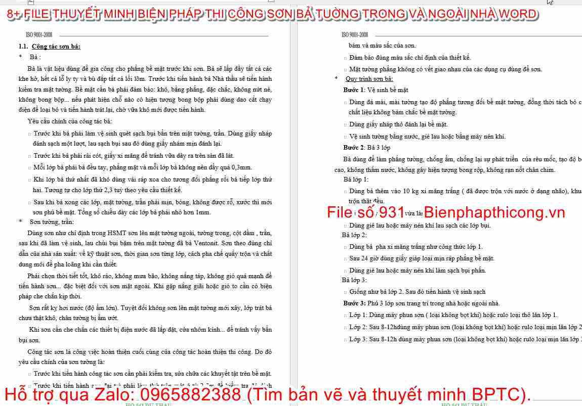 Thuyết minh biện pháp công tác sơn bả.