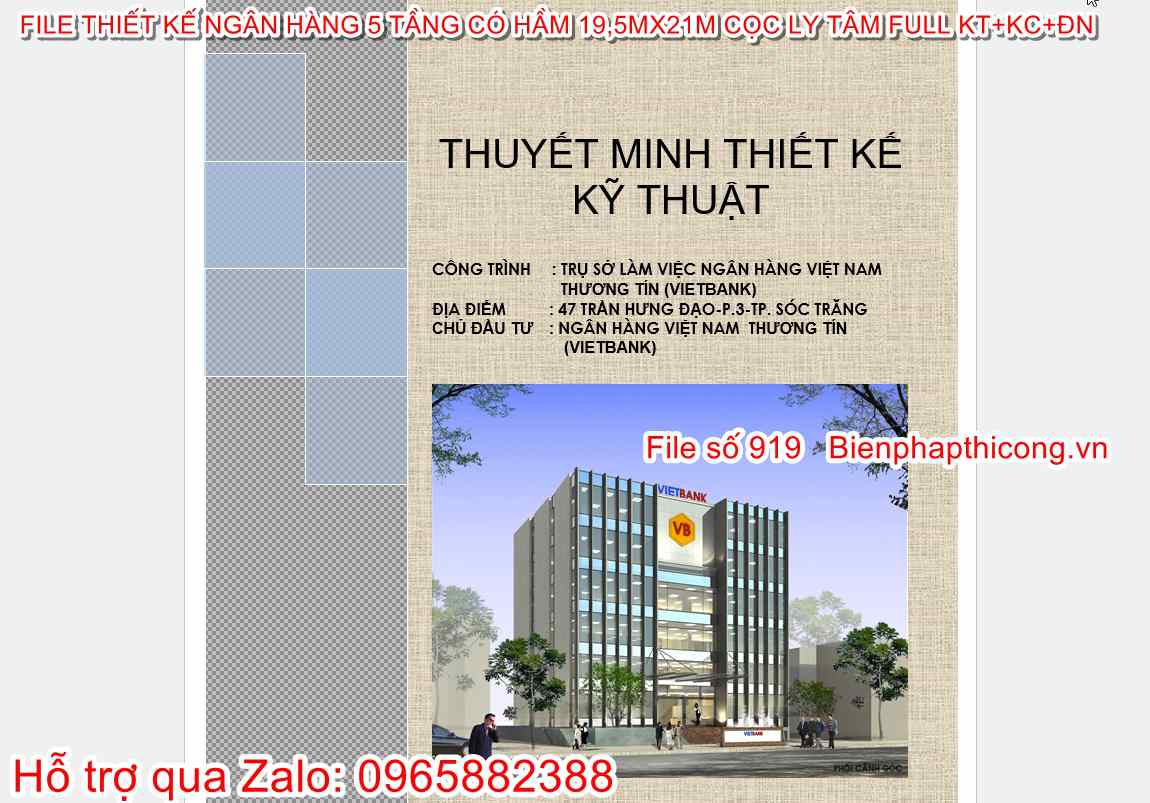 Thuyết minh thiết kế kỹ thuật ngân hàng.