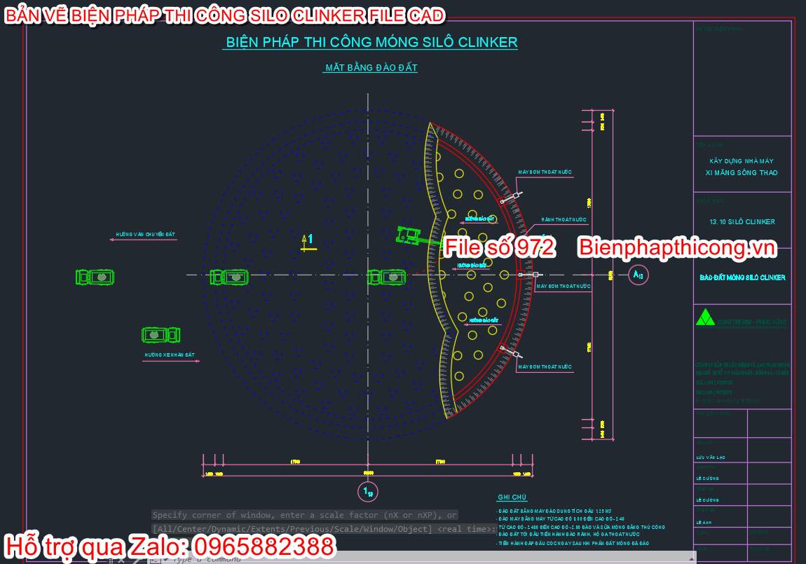 Mặt bằng đào đất Silô Clinker.