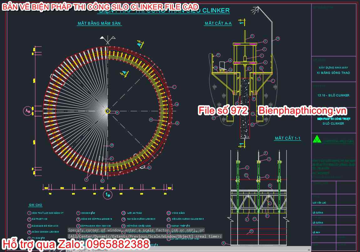 File cad biện pháp thi công silô Clinker.