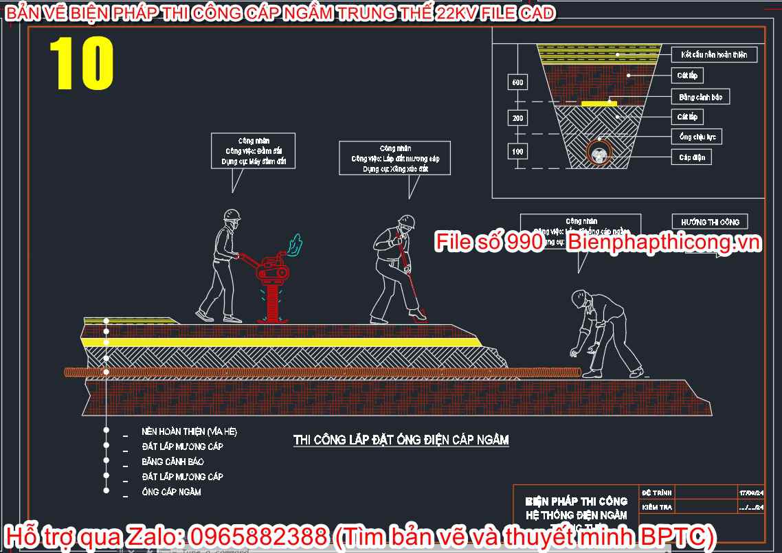 Thi công lắp đặt ống điện cáp ngầm.