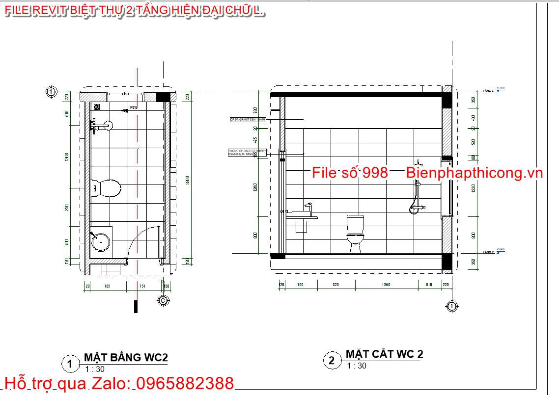 Thiết kế nhà vệ sinh file revit.