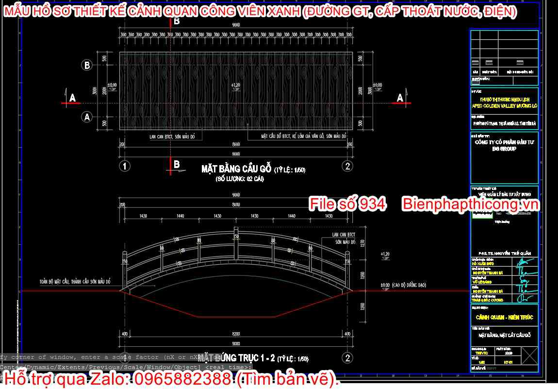 Bản vẽ mặt bằng cầu gỗ công trình công viên cảnh quan.