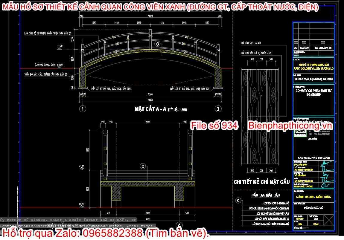Bản vẽ thiết kế chi tiết cầu.