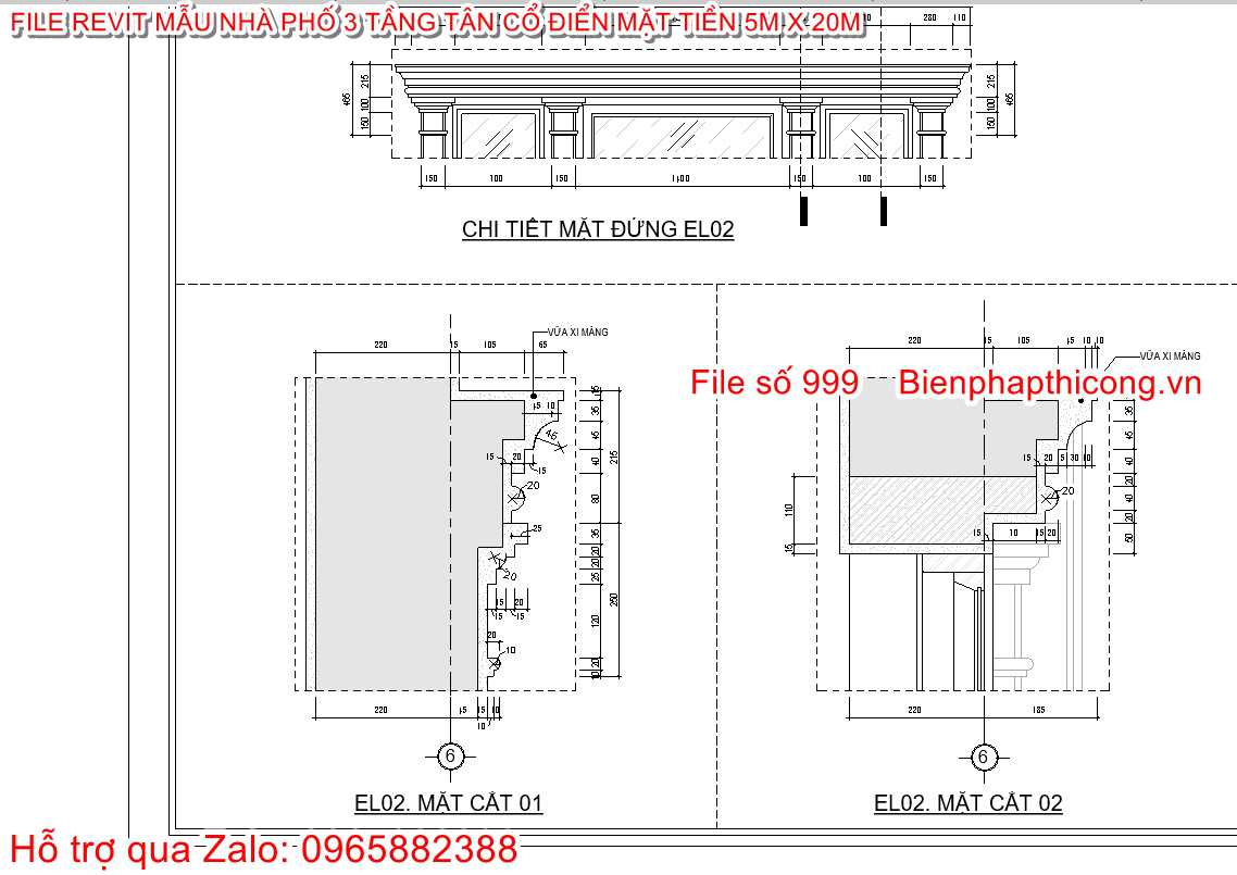 Bản vẽ chi tiết phào chỉ revit.