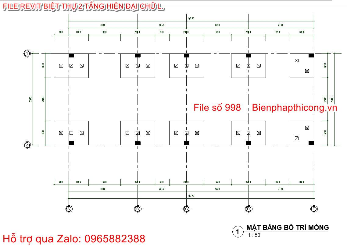 Bản vẽ thiết kế móng revit.