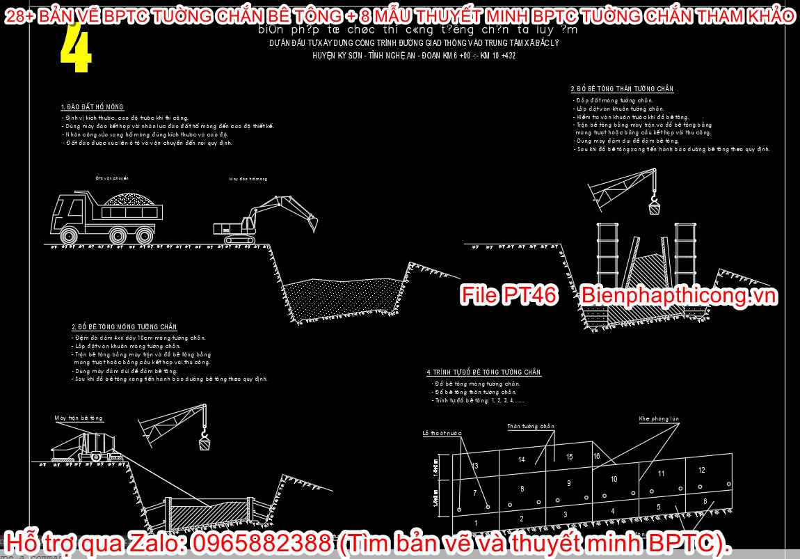 Biện pháp thi công tường chắn taluy âm.