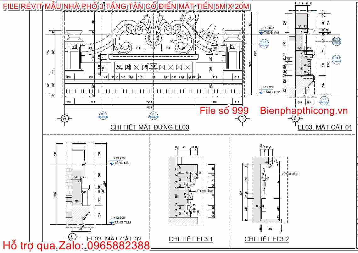 Bản vẽ chi tiết revit phào chỉ trang trí.