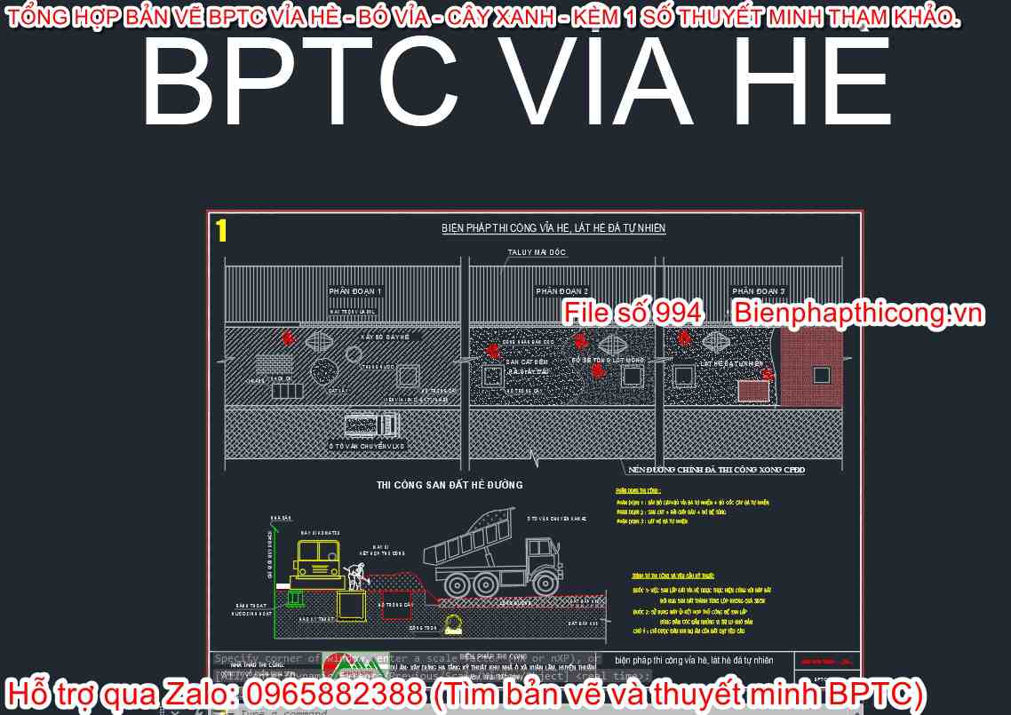 Bản vẽ biện pháp thi công vỉa hè.