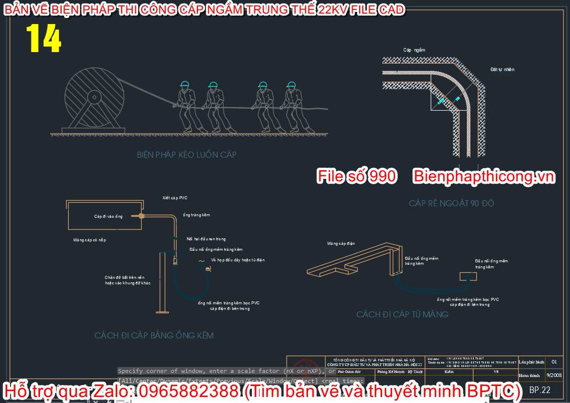 Bản vẽ bptc cáp ngầm trung thế 22kv.