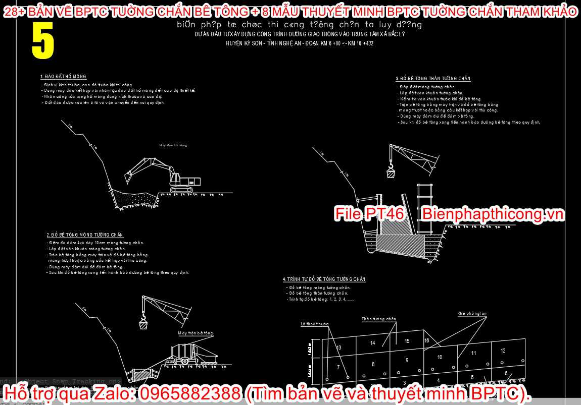 Biện pháp tổ chức thi công tường chắn taluy dương.