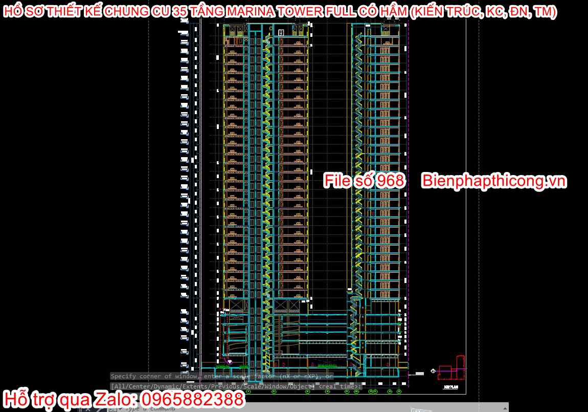 File cad thiết kế mặt cắt chung cư cao tầng.