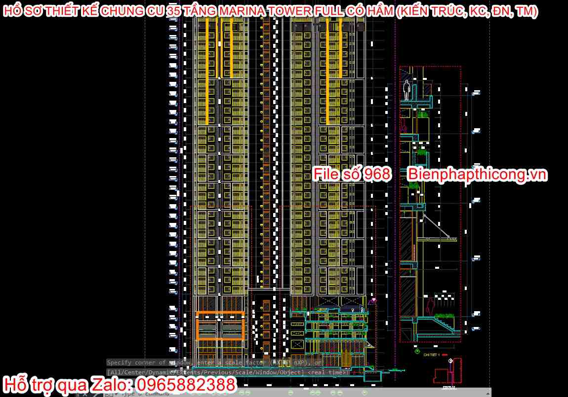 File cad thiết kế mặt cắt chung cư cao tầng.