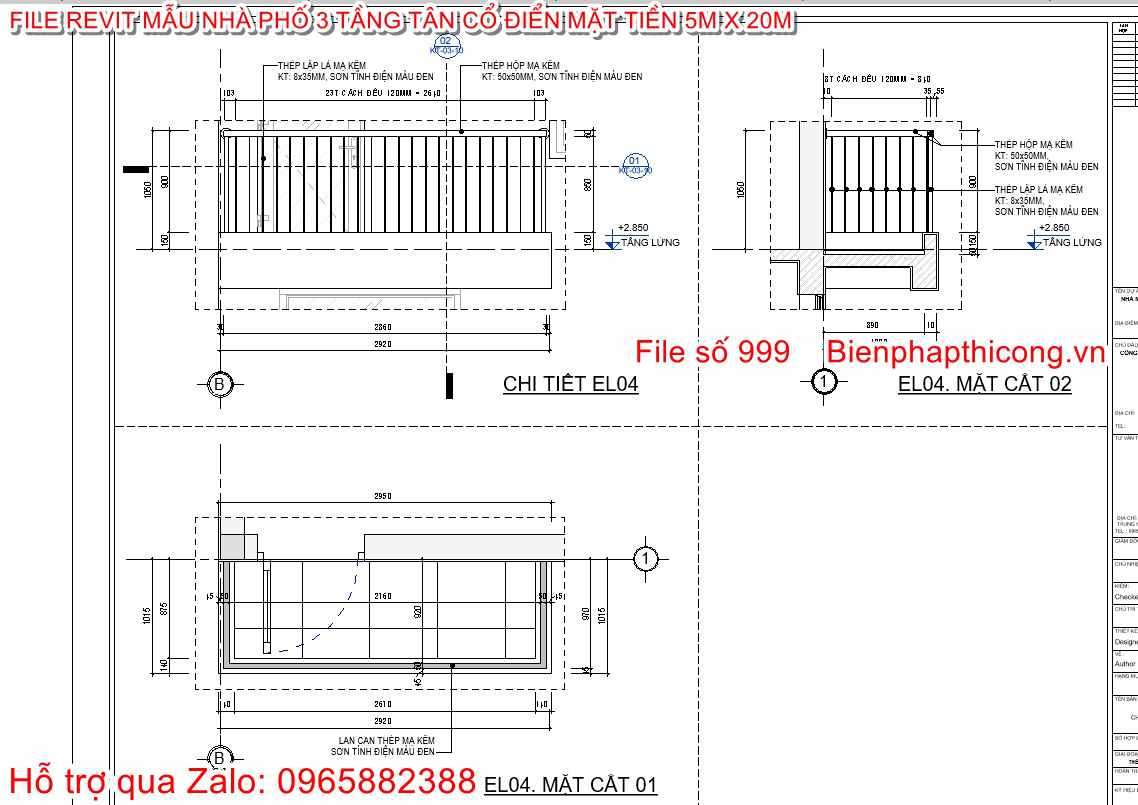 Bản vẽ lan can revit.