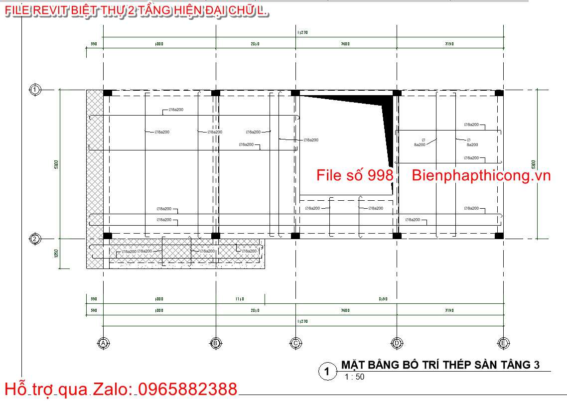 Bản vẽ biệt thự 2 tầng revit.