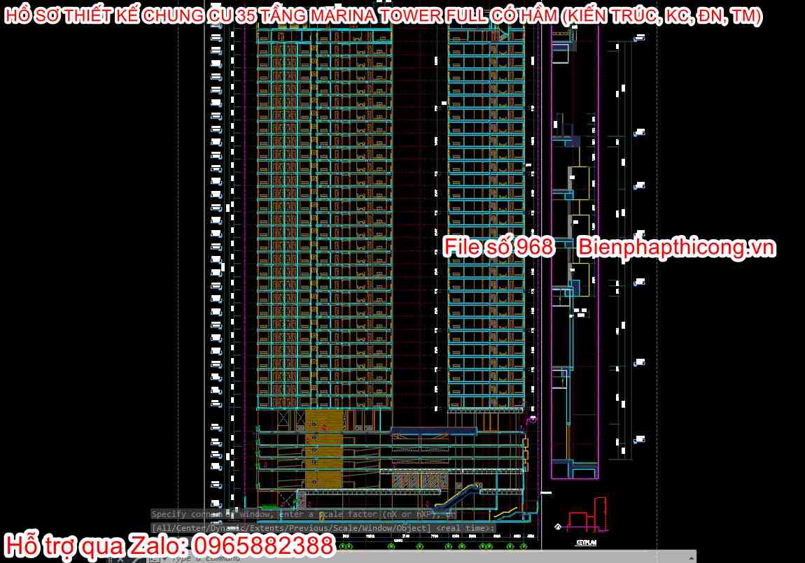 File cad thiết kế mặt cắt chung cư cao tầng.