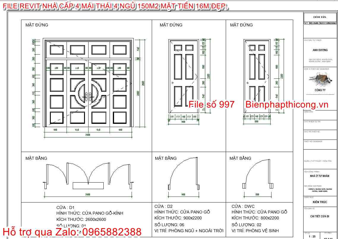 Chi tiết cửa file revit.