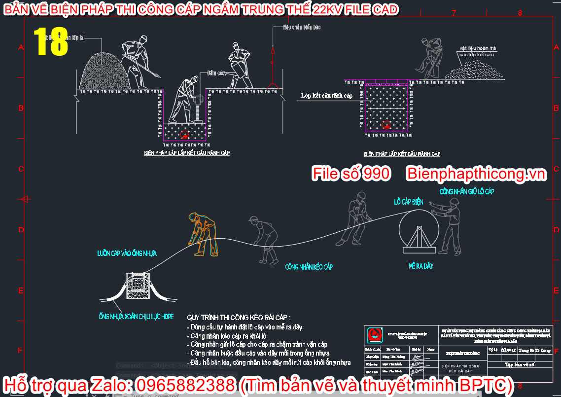 Mẫu bản vẽ bptc cáp ngầm trung thế.