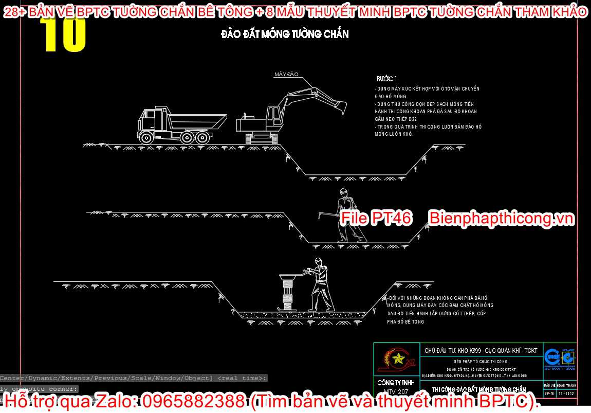 Đào đất móng tường chắn.