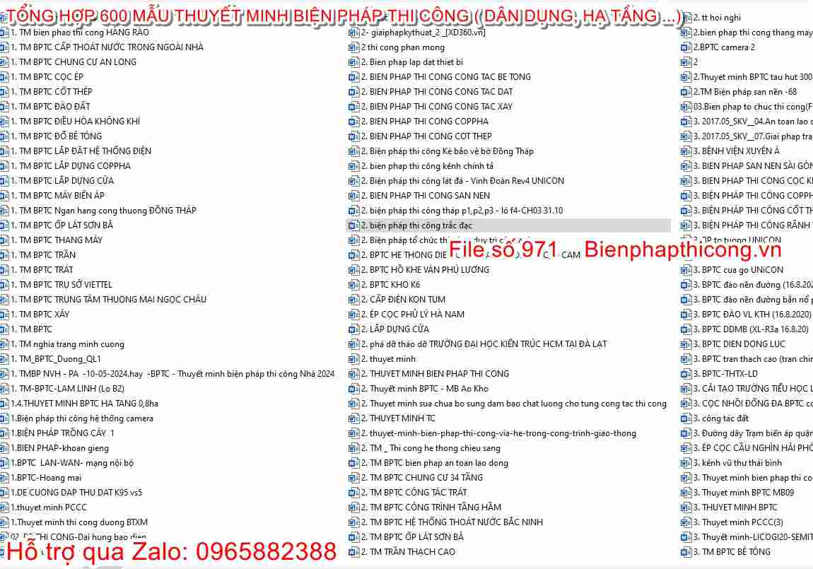 650 mẫu thuyết minh biện pháp thi công hay.