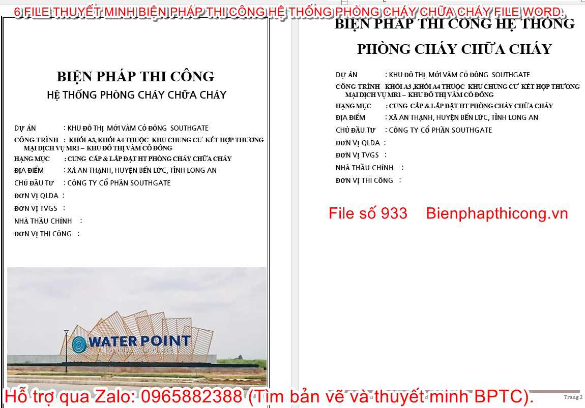 File thuyết minh biện pháp thi công hệ thống phòng cháy.