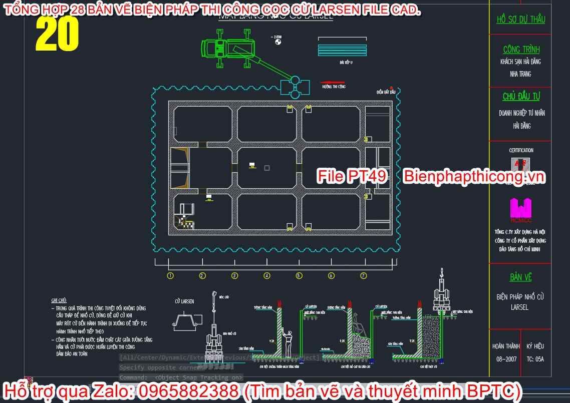 Tải file cad biện pháp thi công cừ larsen.