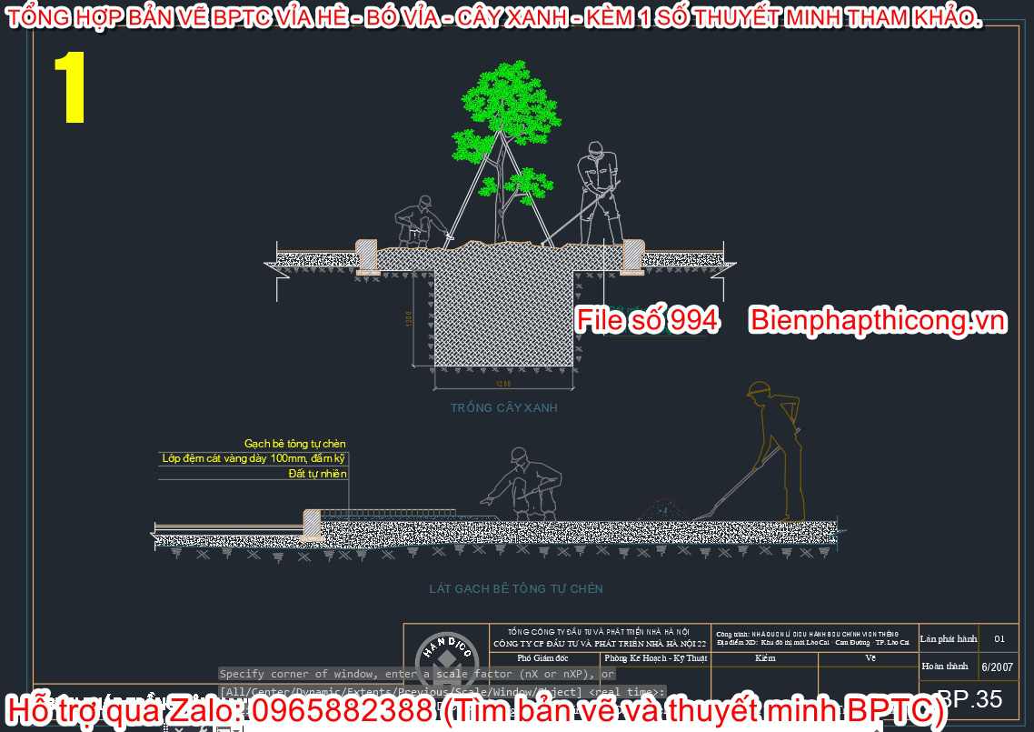 Bản vẽ bptc hố trồng cây.