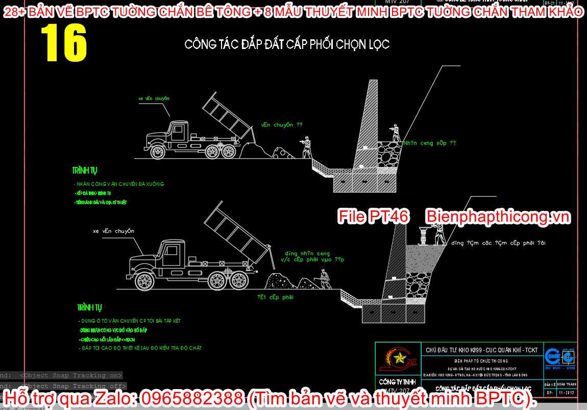 Công tác đắp đất cấp phối chọn lọc.