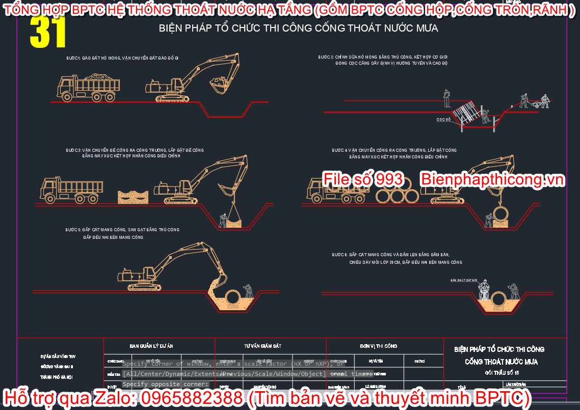 Biện pháp tổ chức thi công cống thoát nước mưa.
