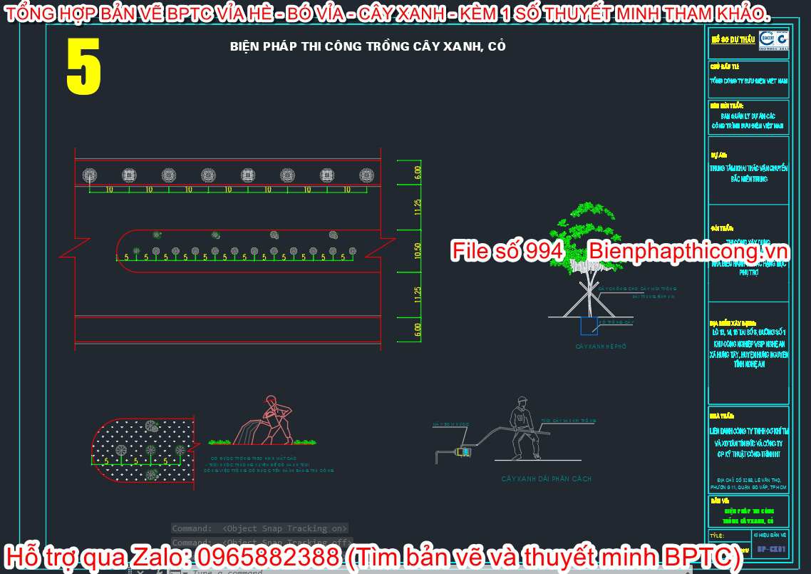 Biện pháp thi công trồng cây xanh, cỏ.