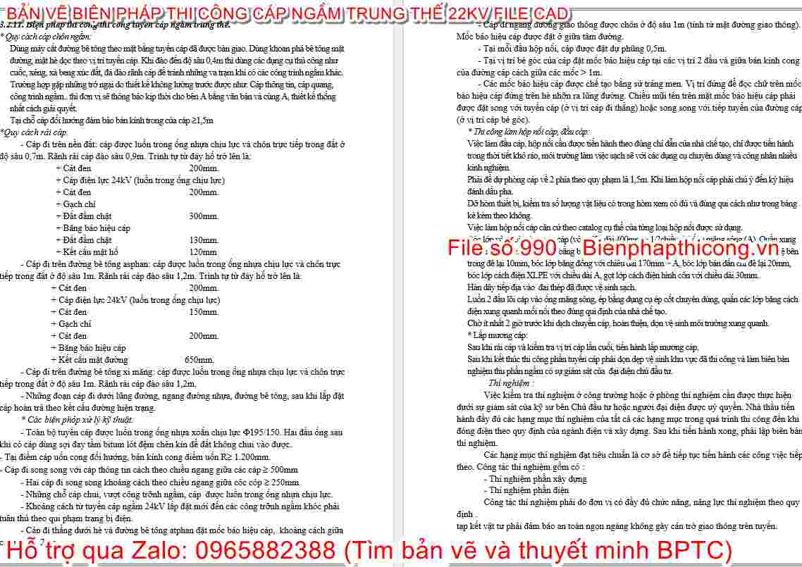 File word thuyết minh tuyến cáp ngầm trung thế.