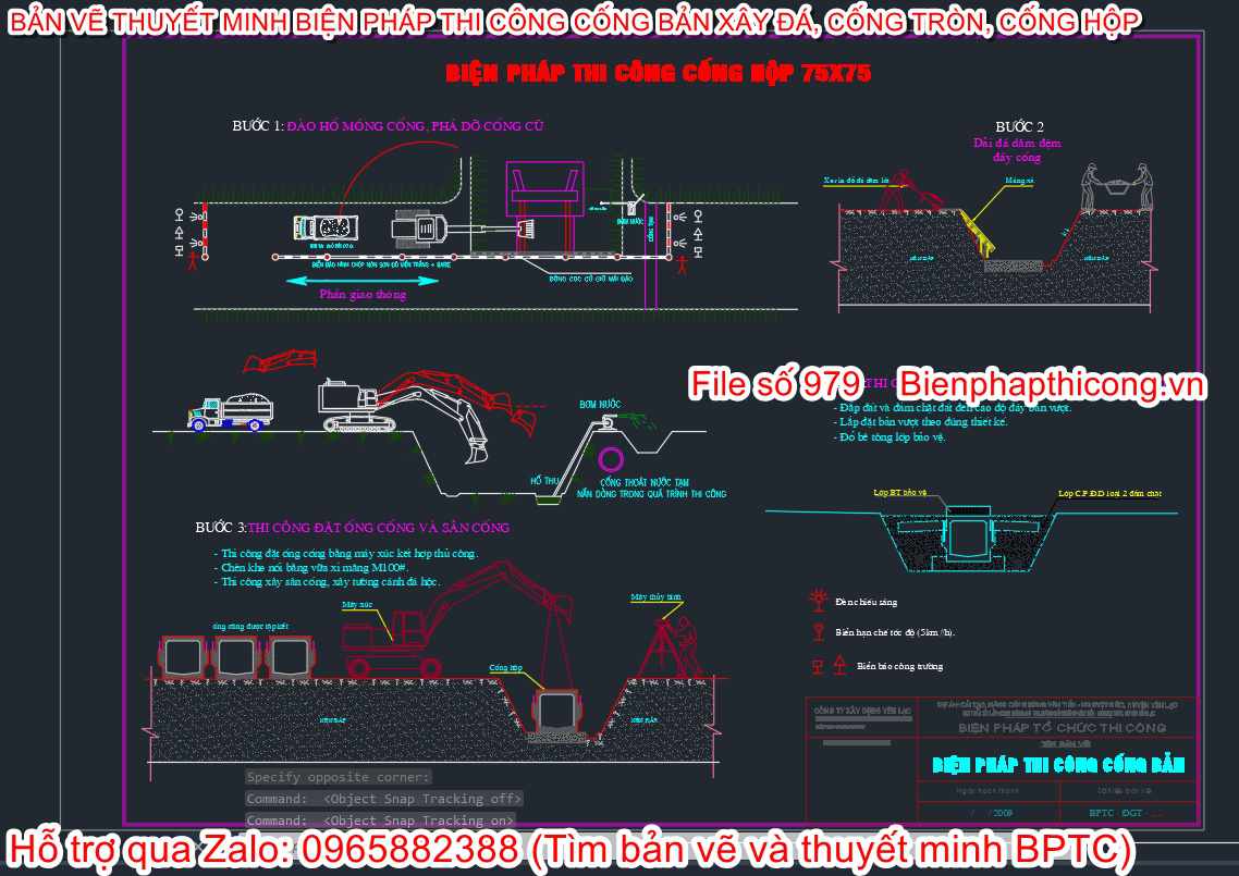 Biện pháp thi công cống hộp 75 x 75.
