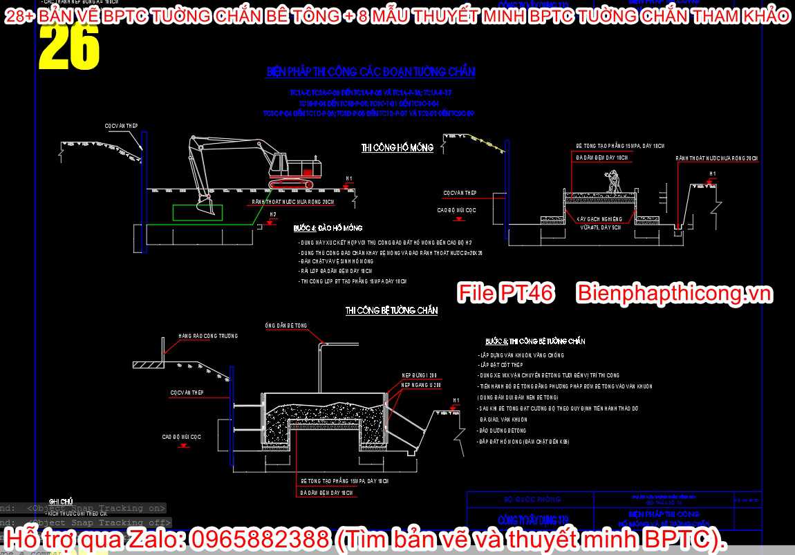 Bản vẽ bptc tường chắn chân khay.
