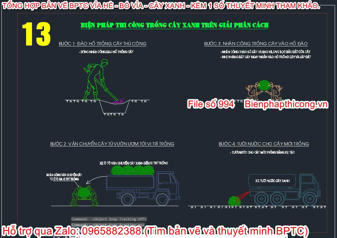 Biện pháp thi công trồng cây xanh trên giải phân cách.