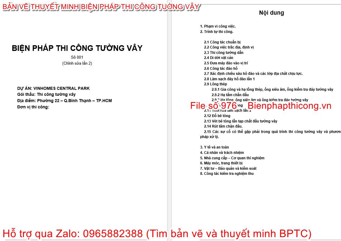 Thuyết minh biện pháp thi công tường vây.