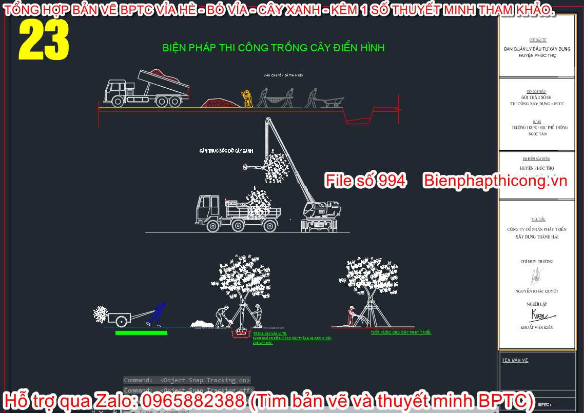 Biện pháp thi công trồng cây điển hình.