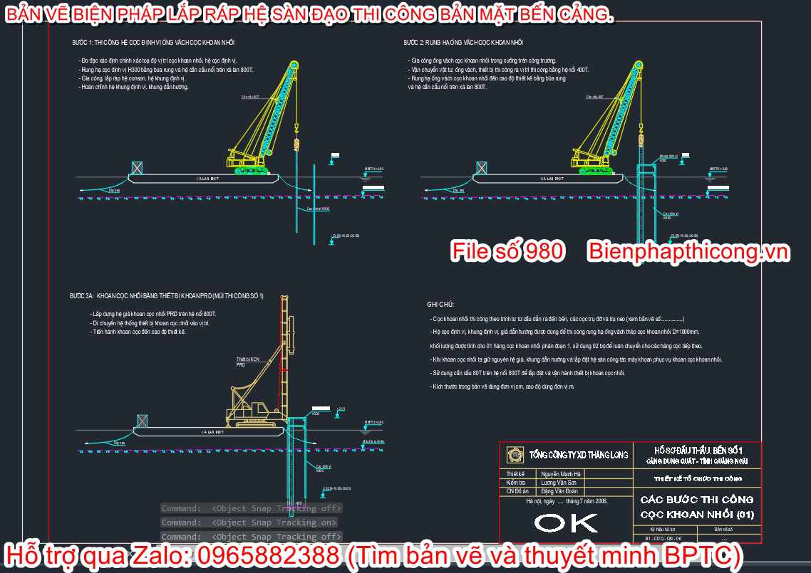 Biện pháp thi công cọc khoan nhồi từ xà lan.