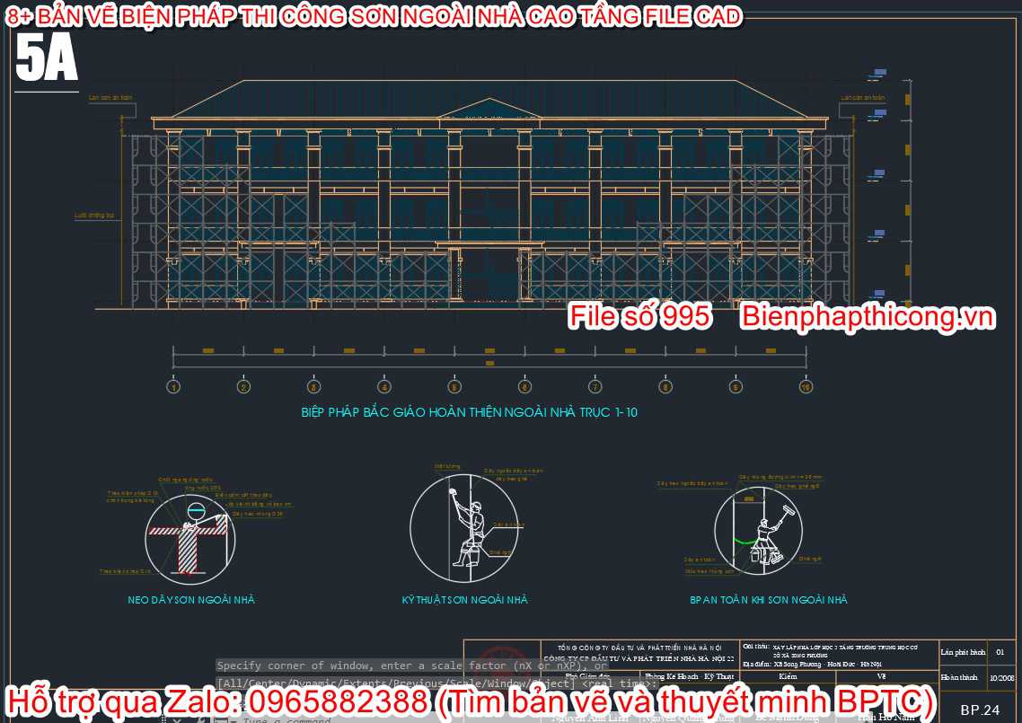 Biện pháp thi công sơn tường ngoài nhà cad.