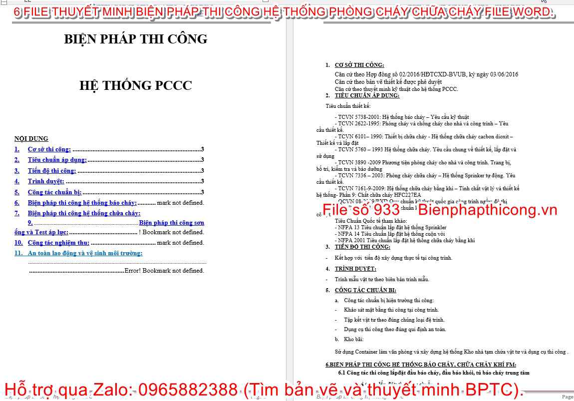Biện pháp thi công hệ thống pccc.