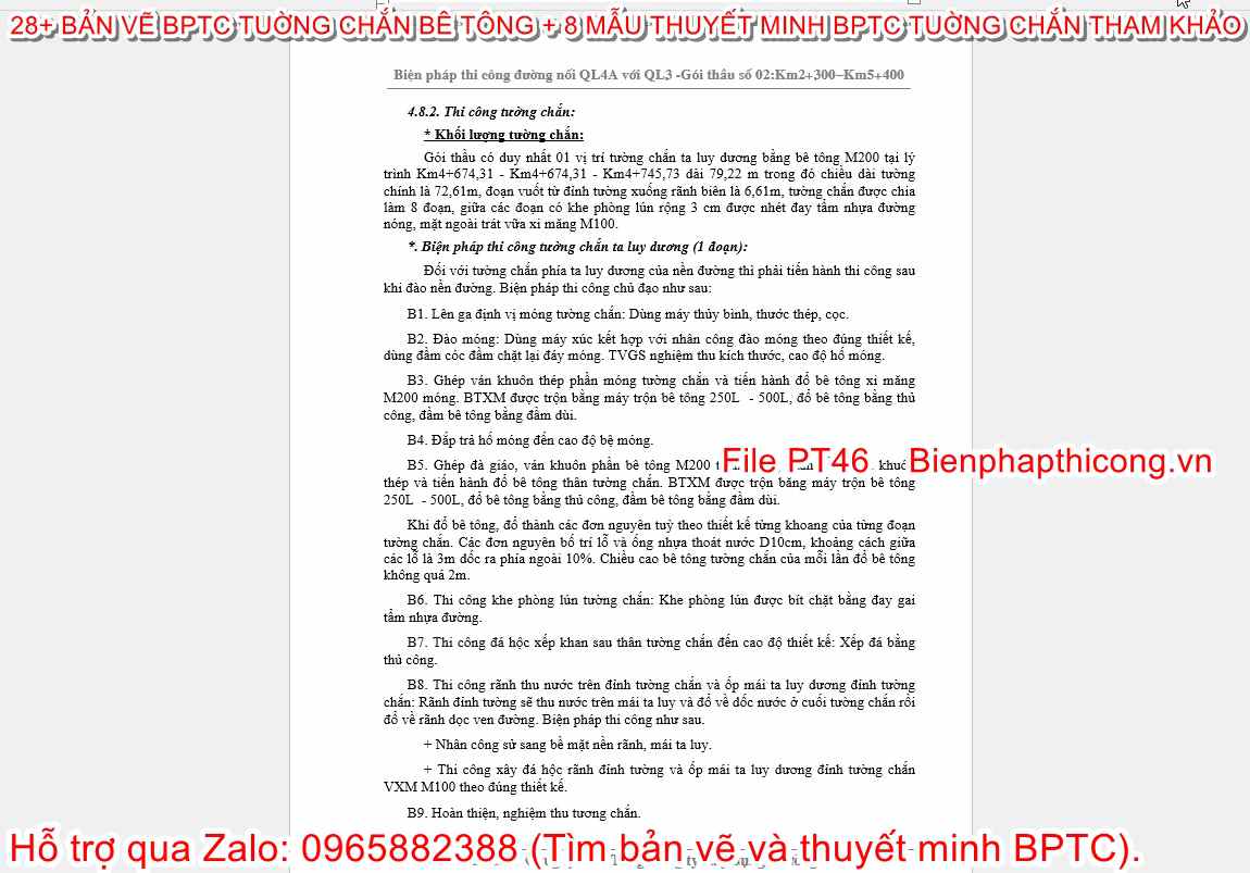 Mẫu thuyết minh BPTC tường chắn.