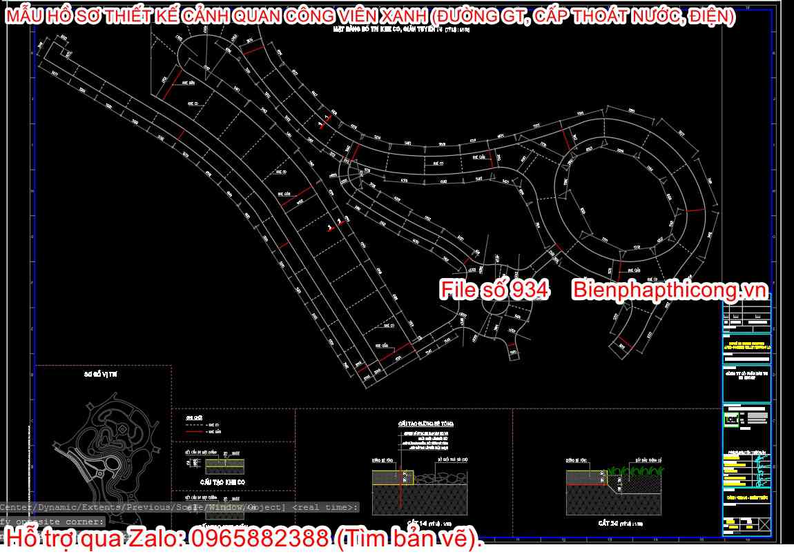 File autocad đường giao thông quy hoạch công viên.