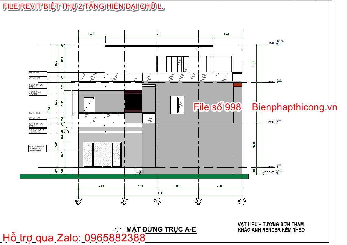 Thiết kế mặt đứng biệt thự phần mềm revit.