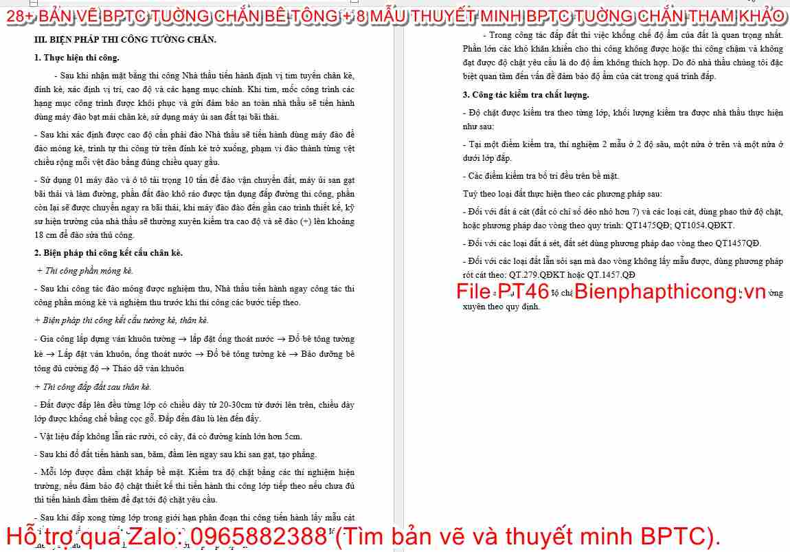 Thuyết minh BPTC tường chắn.