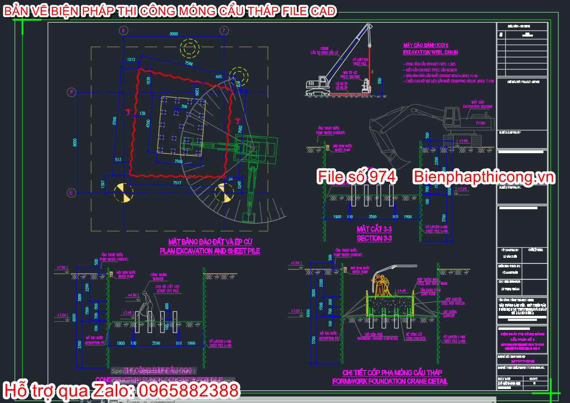 Chi tiết cốp pha móng cẩu tháp.