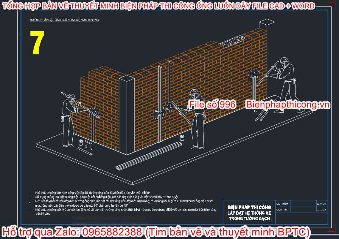 Lắp đặt ống luồn cáp điện âm tường.