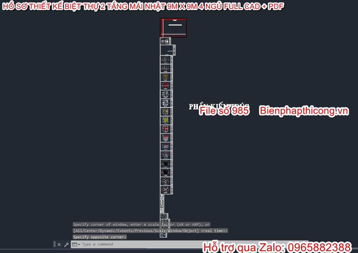 Phần kiến trúc biệt thự 2 tầng mái nhật cad.