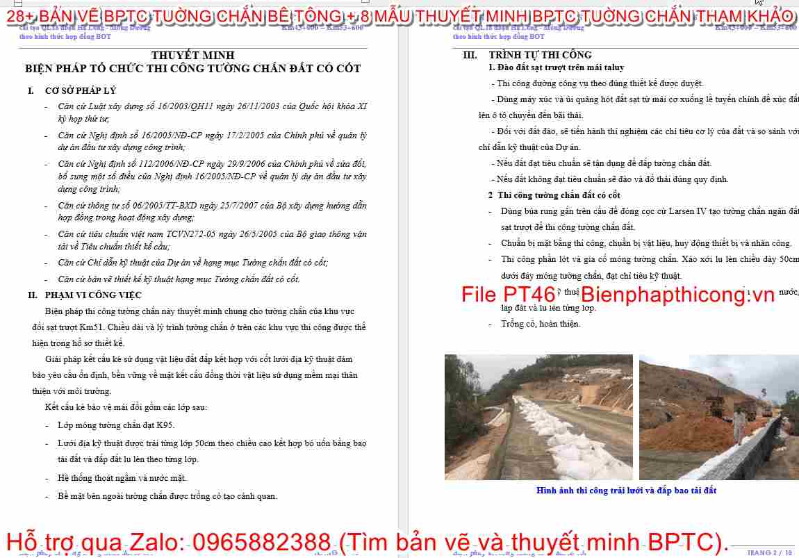 Thuyết minh BPTC tường chắn có cốt.
